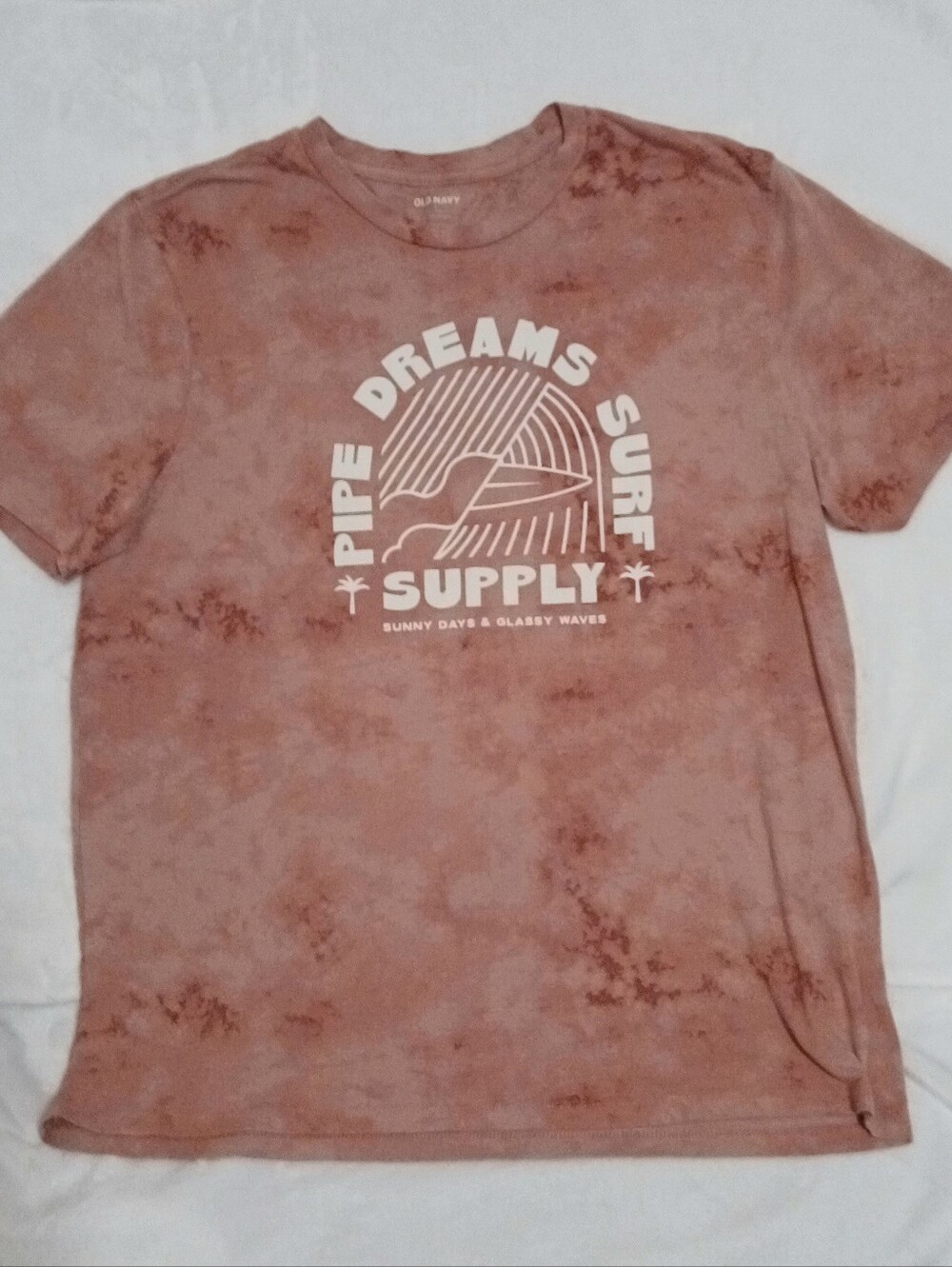 Old Navy Pipe Dreams Surf Supply Men's Size L Rust Tie Dye Graphic T-Shirt